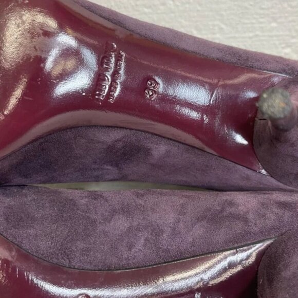 Miu Miu Pumps Purple Suede Close Toe Shoes High Heels Slip On Women's 39 EU/9 US - Picture 11 of 12